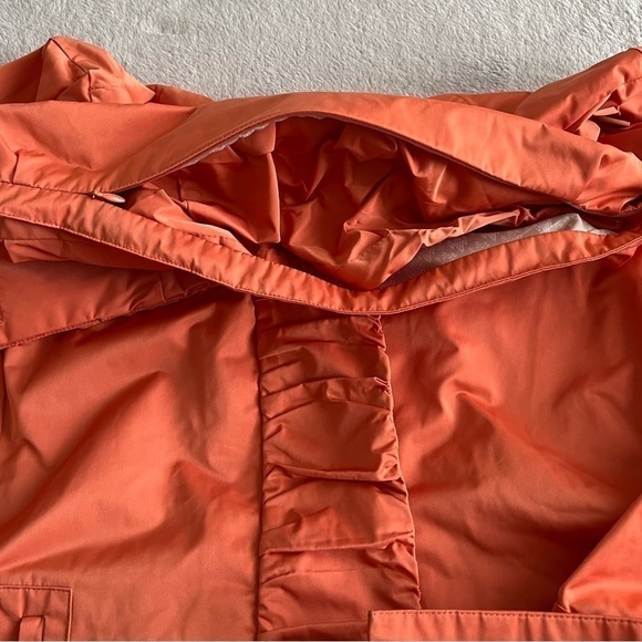 RAINFOREST packable travel coat orange w/Ruffle placket trench size small - Picture 3 of 10